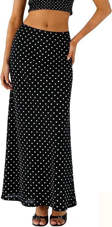 BLENCOT Womens Long Mesh Skirts Spring Boho Printed High Waisted A-Line Flowy Maxi Skirt for Beac... | Amazon (US)