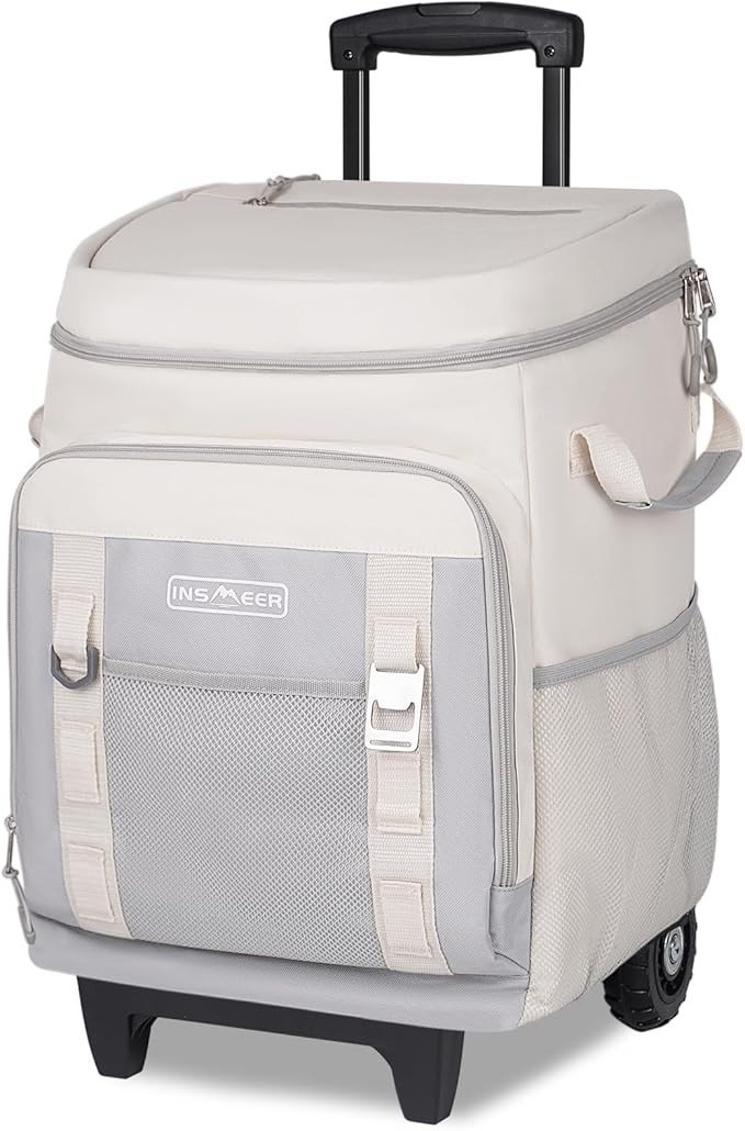 INSMEER Cooler with Wheels and Handle, 80 Cans/50L Rolling Cooler, Portable Soft Sided Cooler wit... | Amazon (US)