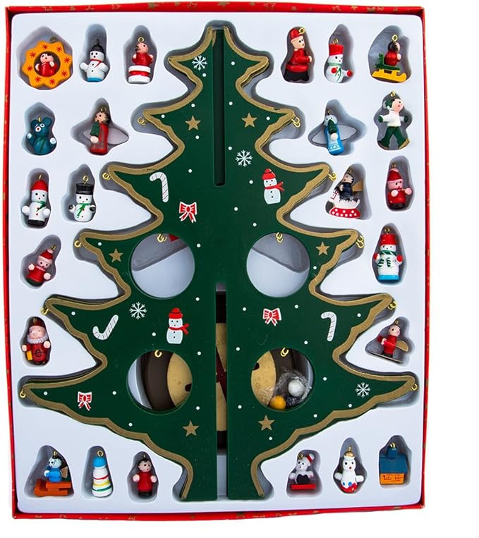 Amazon.com: Kurt Adler 11.75" Wooden Tree with Miniature Wooden Ornaments, 25 Piece Set : Home & ... | Amazon (US)