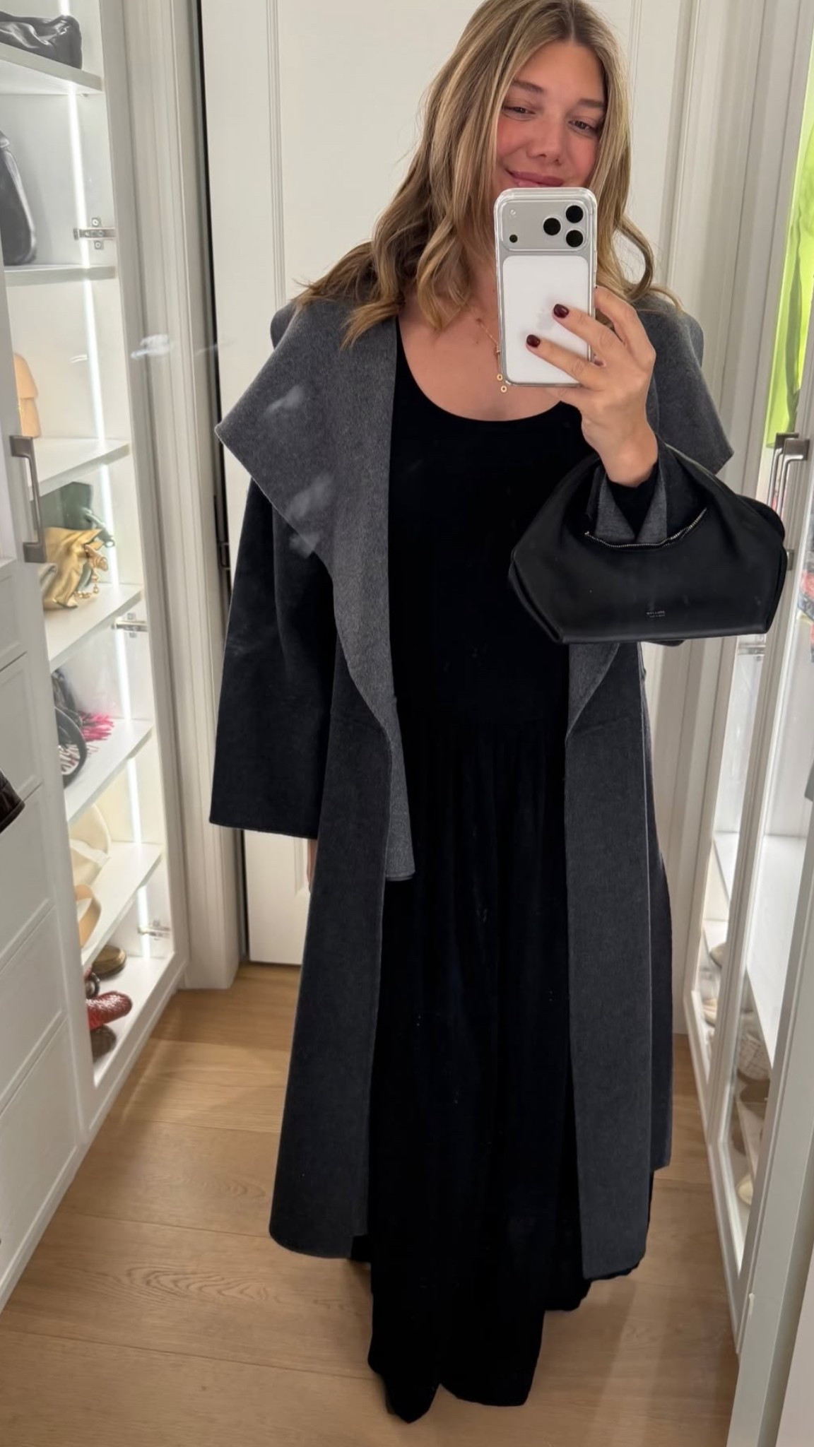 OOTN! Not a maternity dress but very comfy for a growing bump 🖤 Linked my coat in black!

#LTKBump #LTKHoliday #LTKootd