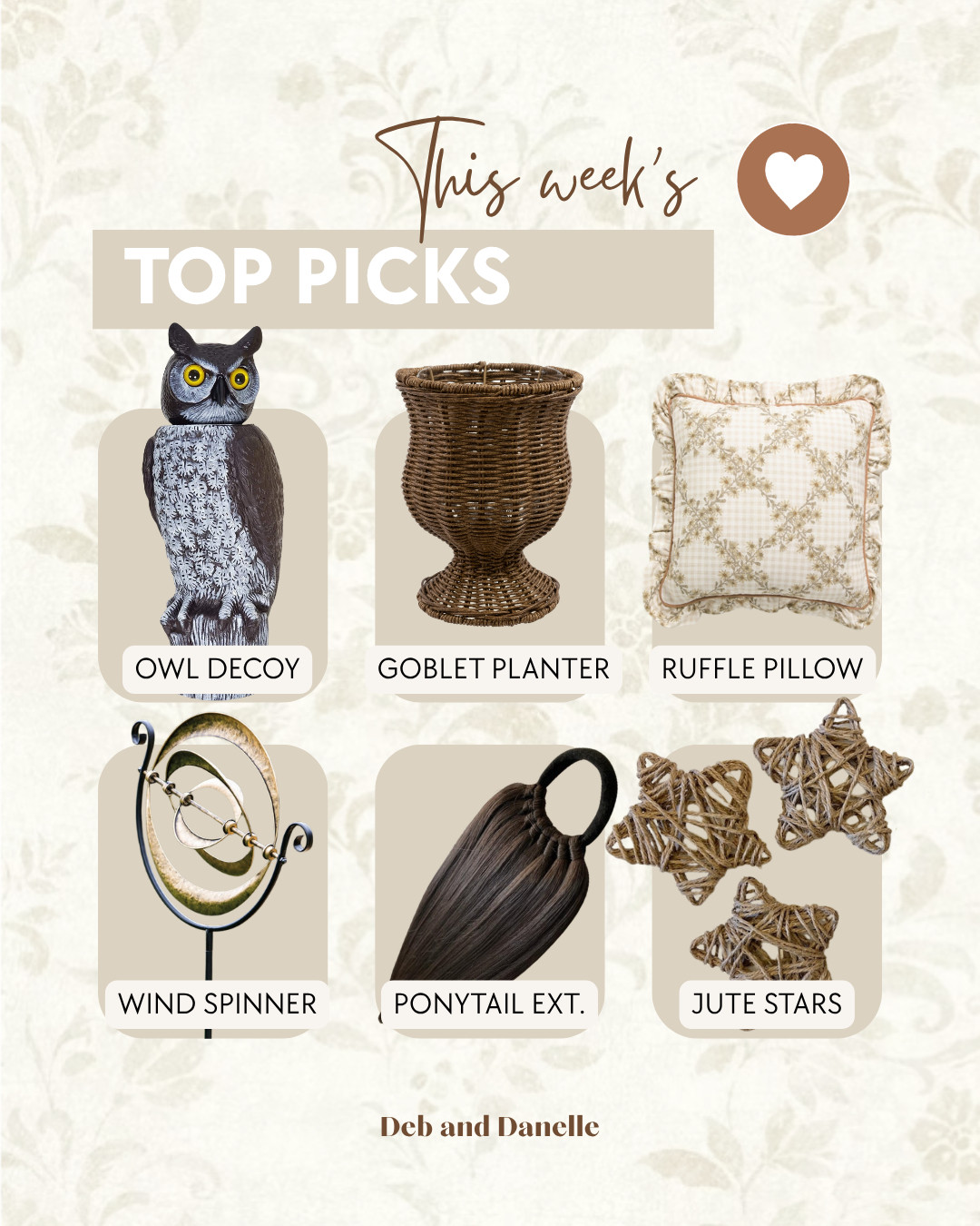 There were the most-loved items of the week, including our owl decor that we use in our garden, a great planter, and a stunning wind spinner.  

 #LTKSeasonal #LTKHome
