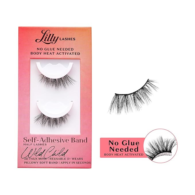 Lilly Lashes Self Adhesive Eyelashes (Half Lashes), No Lash Glue Needed, Body Heat Activated Pres... | Amazon (US)