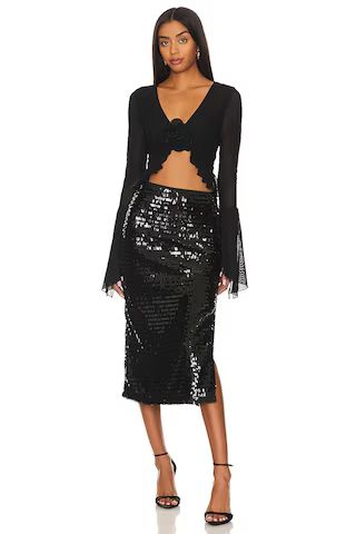 Dinah Midi Skirt in Black | Revolve Clothing (Global)