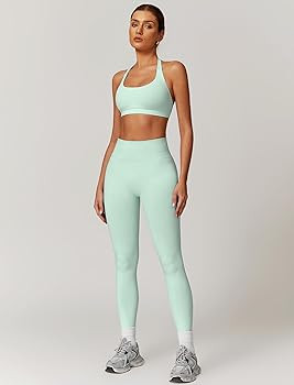 ABOCIW Workout Sets for Women Seamless Scunch Butt Lifting Impact Leggings Halter Sports Bra 2 Pi... | Amazon (US)