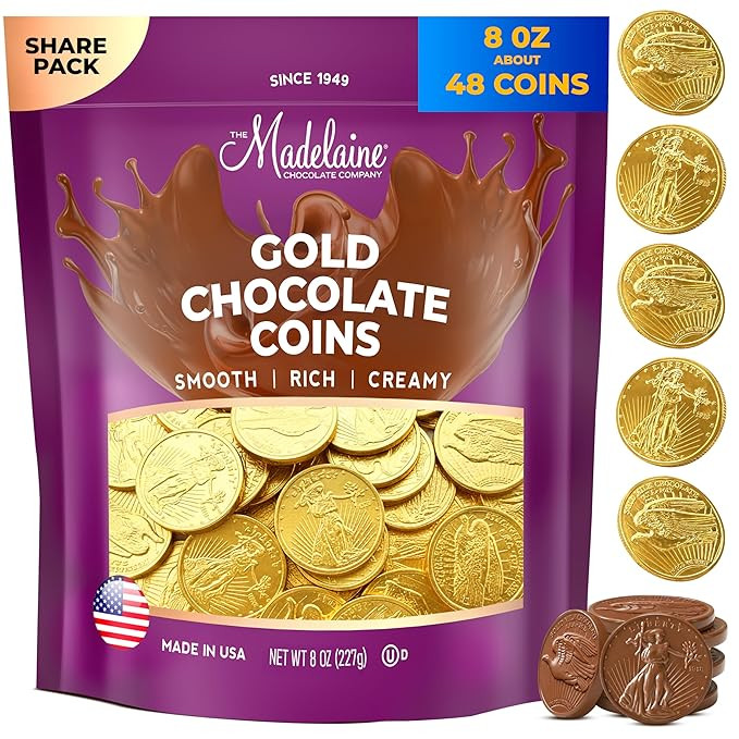 Madelaine Gold Chocolate Coins – Individually Wrapped Candy Basket Fillers – 1/2 LB Chocolate... | Amazon (US)