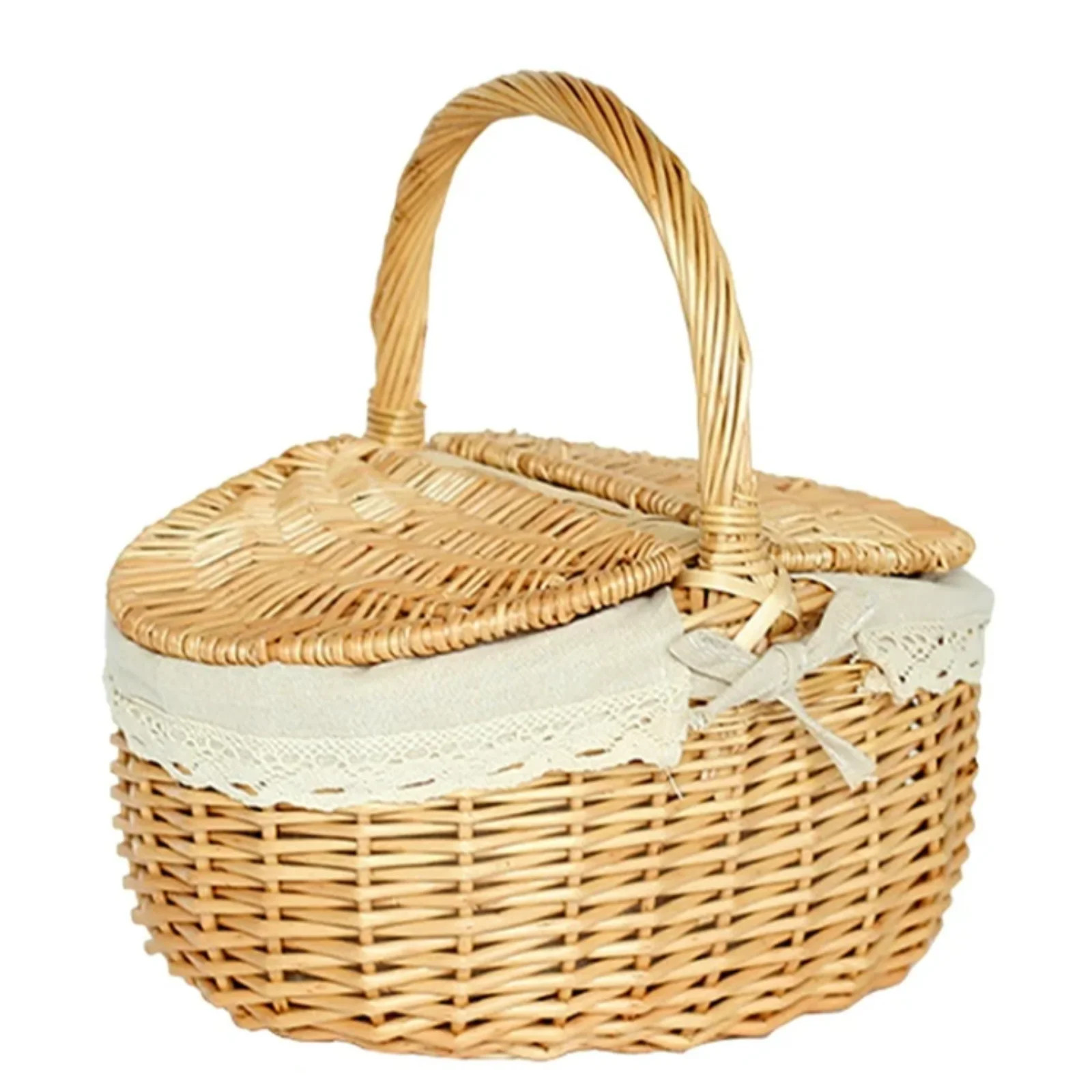 Picnic Basket Set Large Insulated Picnic Basket with Dividers Vintage Woven Hamper for Beach Camp... | Walmart (US)