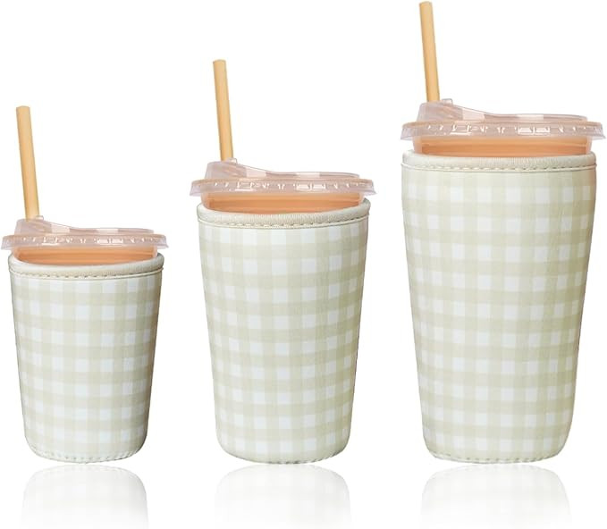 Reusable Insulated Sleeve for Iced Coffee Cup, 3-Pack Coffee Neoprene Drink Sleeve for Cold & Hot... | Amazon (US)