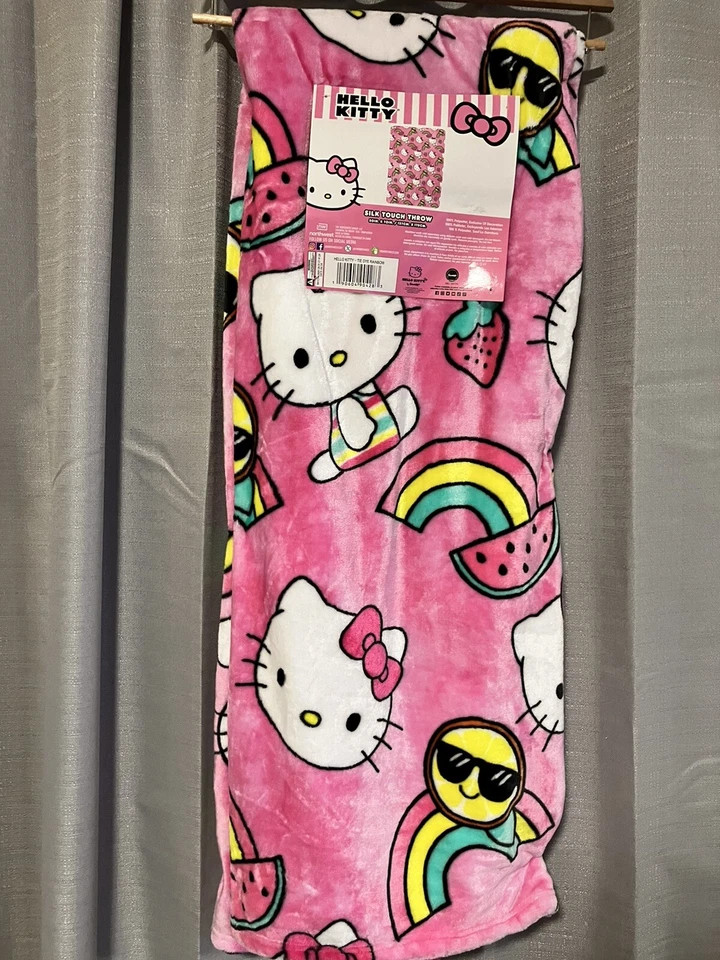New Hello Kitty Pink Tie Dye Rainbow Ross Stores Plush 50 x 70 Throw Blanket | eBay US