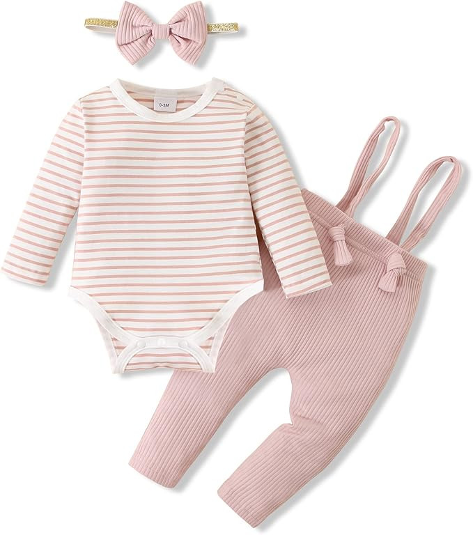 CARETOO Newborn Baby Girls Fall Clothes, Infant Romper Floral Long Sleeve Overalls Outfits Winter... | Amazon (US)