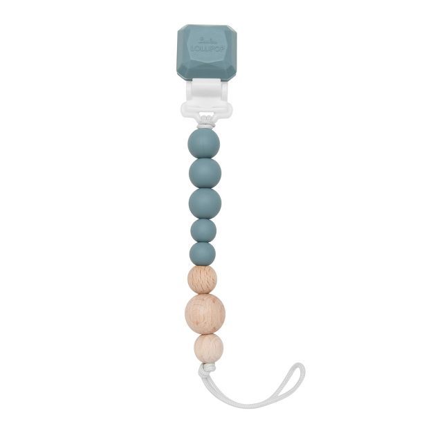 Loulou Lollipop Silicone + Wood Soother Holder in Silicone Clip - Color Pop Slate | Target