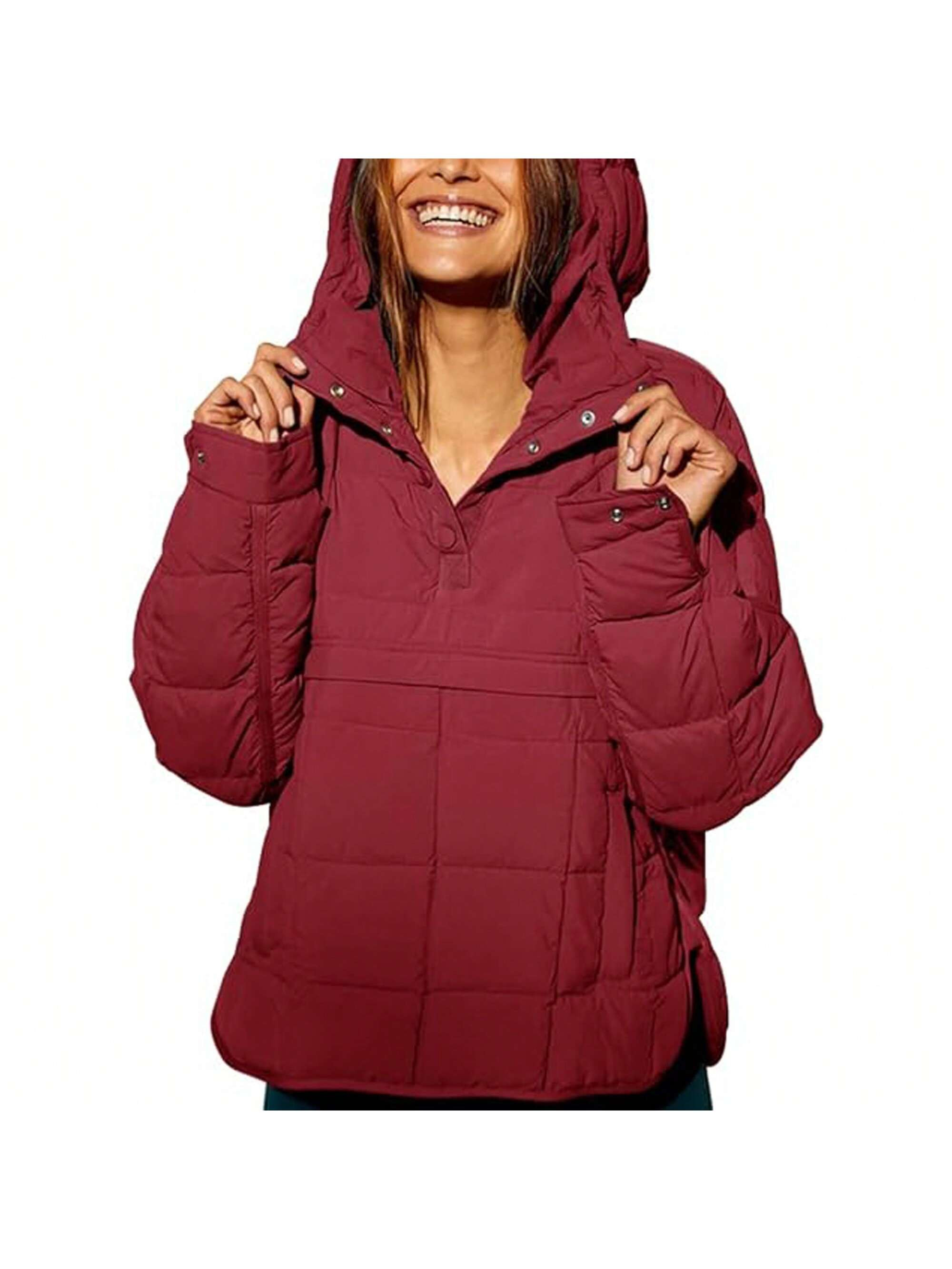 PiePieBuy PiePieBuy Womens Oversized Puffer Jacket Quilted Dolman Hoodies Pullover Long Sleeve Li... | SHEIN