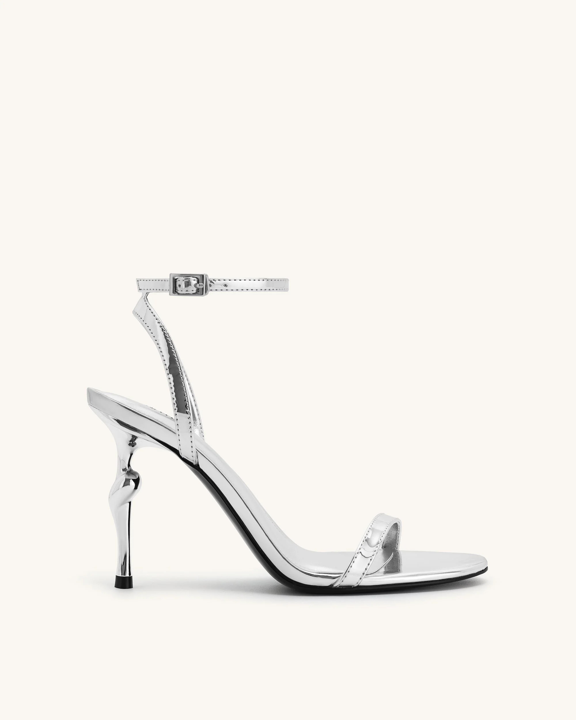 Alivia Gold Metal Heel Sandals - Silver | JW PEI US