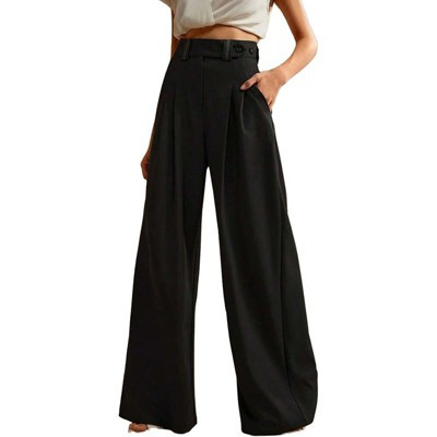 Women's High Waist Pleated Wide Leg Pants, Structured Draping Formal Office Suit Trousers | Target