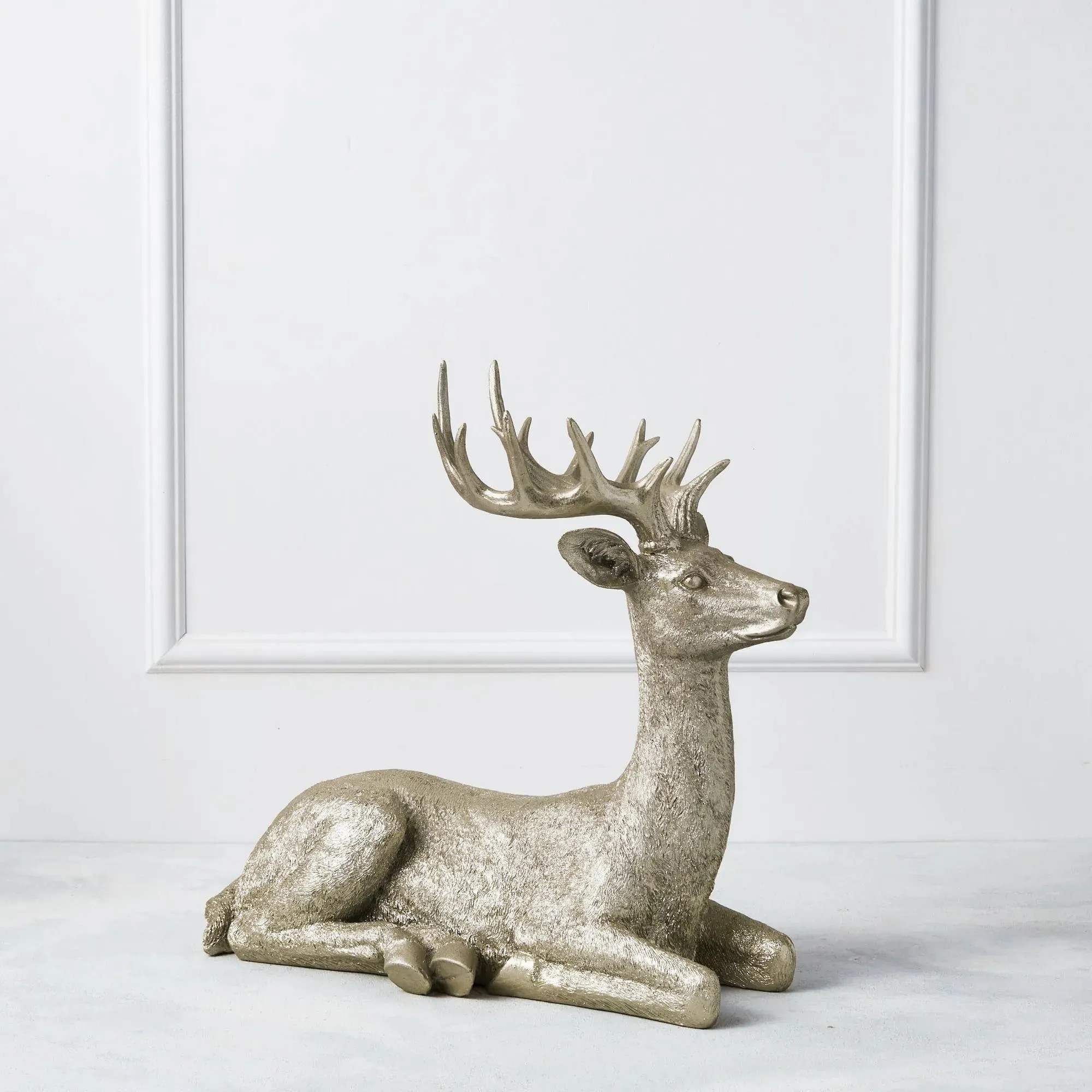 Majestic White/Champagne Glitter Resin Deer 22" | Z Gallerie | Z Gallerie
