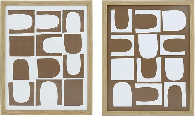ArtbyHannah Abstract Wall Art Set of 2, Modern Wall Art with Beige Frame, Minimalist Wall Art Pri... | Amazon (US)