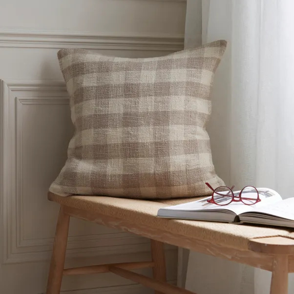 Gingham Cotton Square Cushion | Dunelm