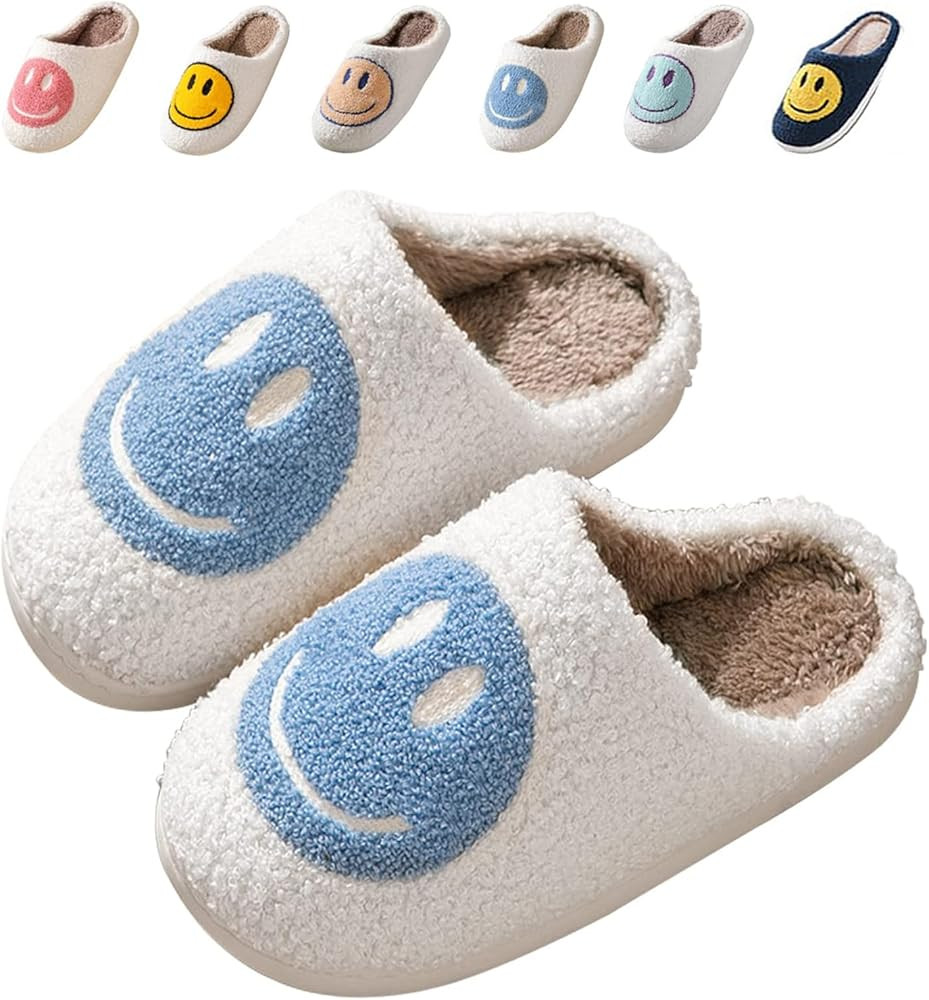 Sierlos Cute Smile Slippers for Kids Girls Boys,Happy Face Slippers Soft Plush Preppy Slippers Me... | Amazon (US)