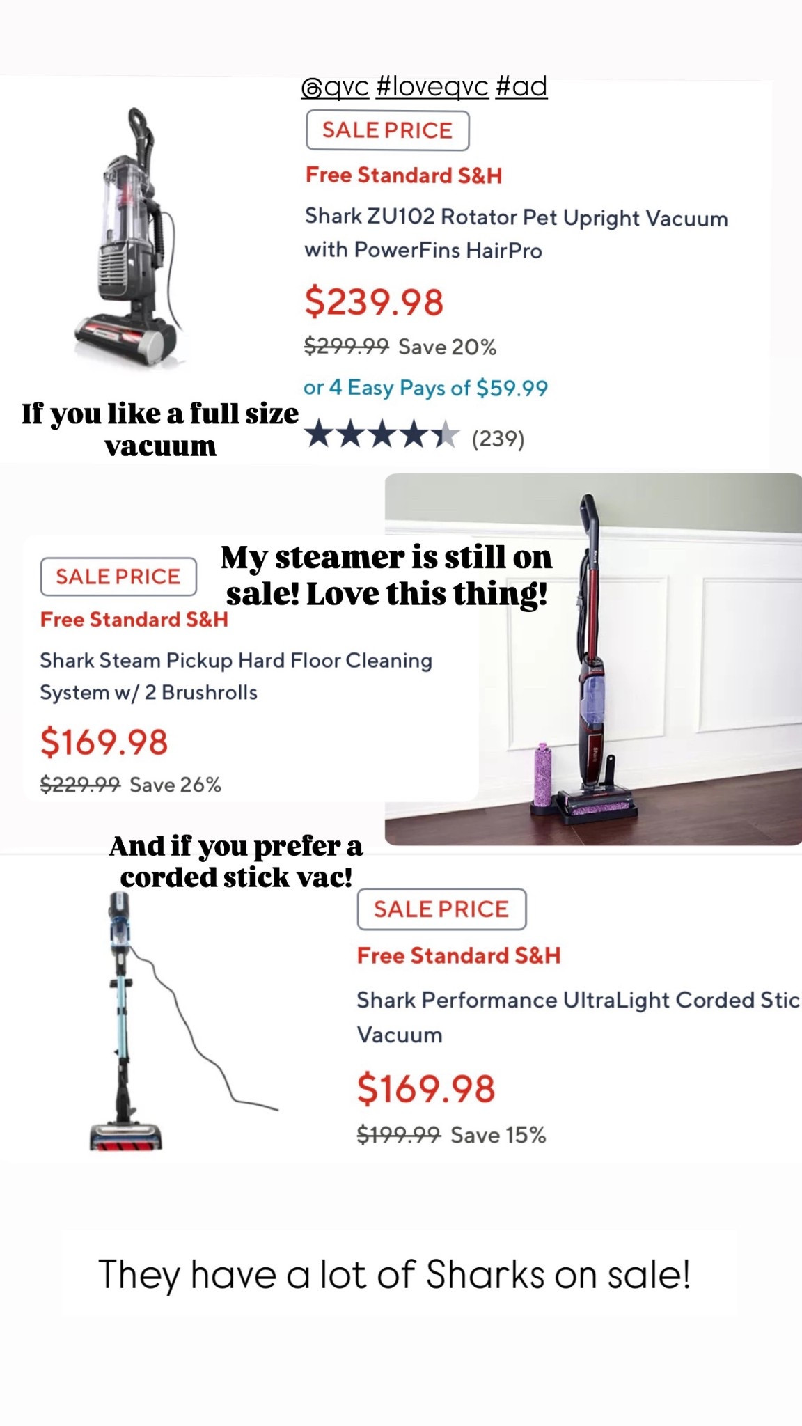 Shark sale over on @qvc! Love my steamer so much! #ad #loveqvc

#LTKdayinmylife #LTKmomlife #LTKHome