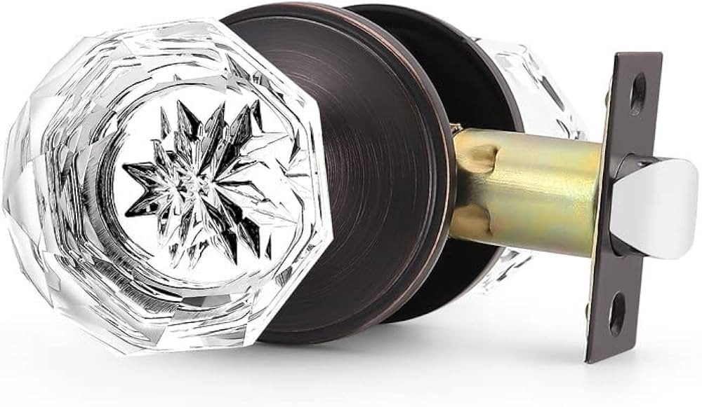 1 Pack Orger Glass Door Knob for Hallway and Closet, Crystal Passage Door Knob with Round Diamond... | Amazon (US)