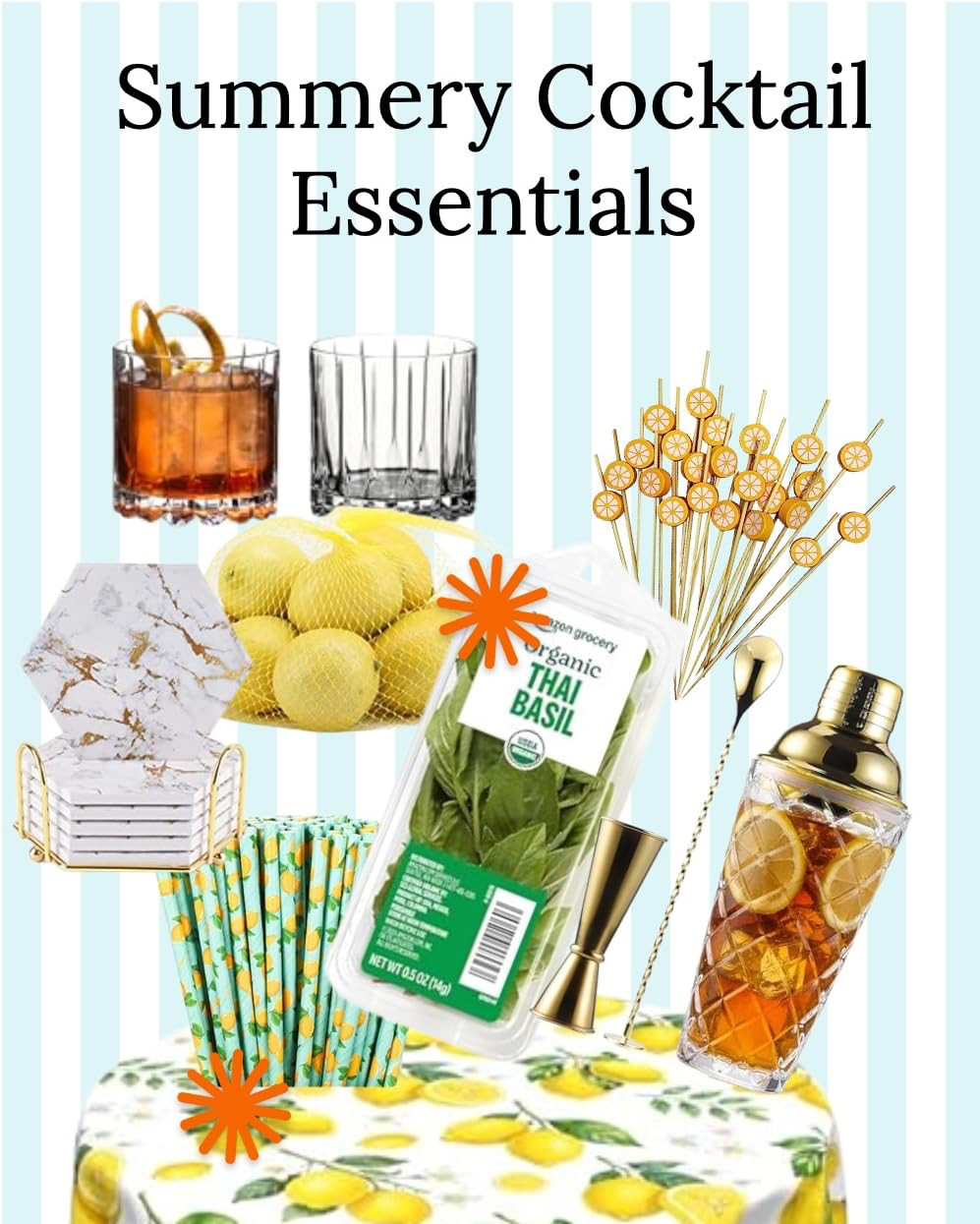 Get all set up with great cocktail and bar cart essentials for the warm season, all inspired by one of my favorite new drink recipes for summer, my fresh Boozy Lemon Basil Smash Drink! 

#summerdecor #summer #barcart #lemondecor #cocktailglasses #bartools #cocktails #rocksglasses #bardecor #lemondecor #kitchendecor

#LTKfoodie #LTKHome #LTKSaleAlert