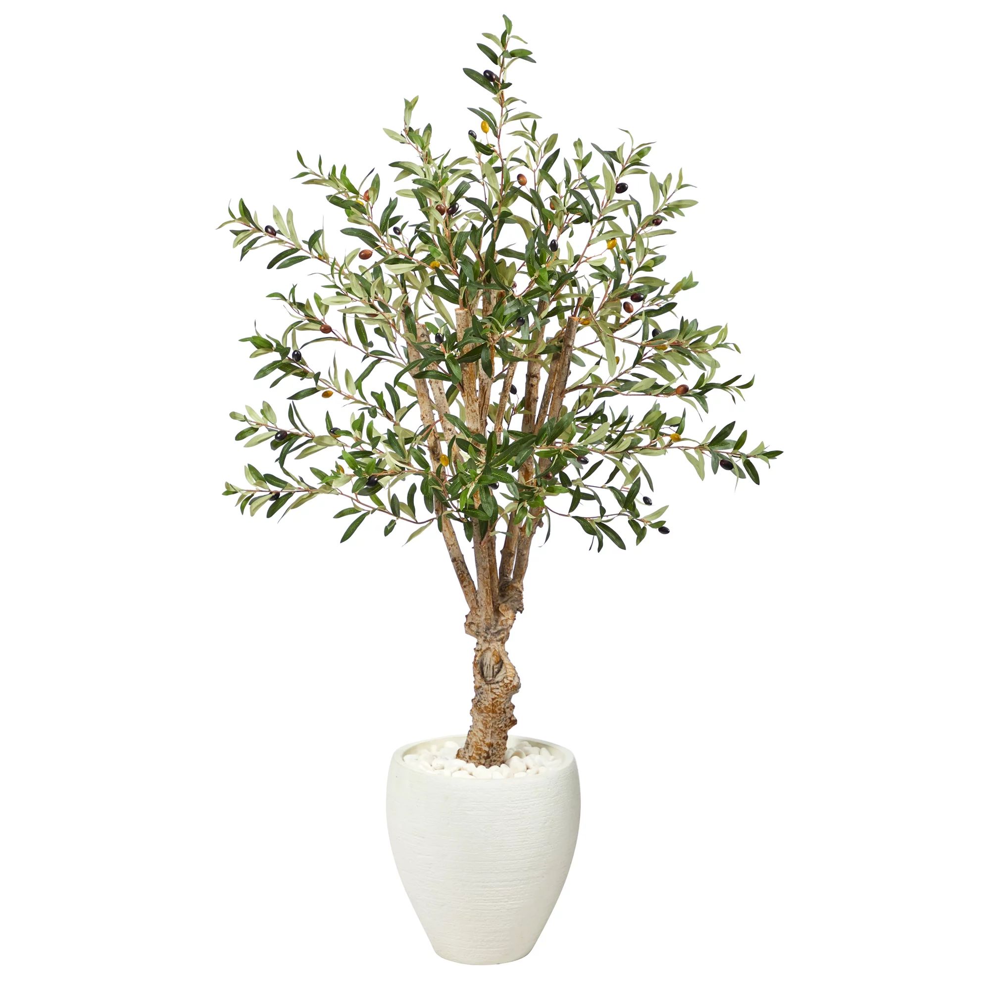 Nearly Natural 53" Olive Artificial Tree in White Planter - Walmart.com | Walmart (US)