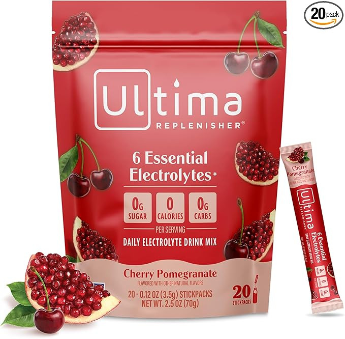 Ultima Replenisher Daily Electrolyte Powder – Cherry Pomegranate, 20 Stickpacks – Zero Sugar ... | Amazon (US)