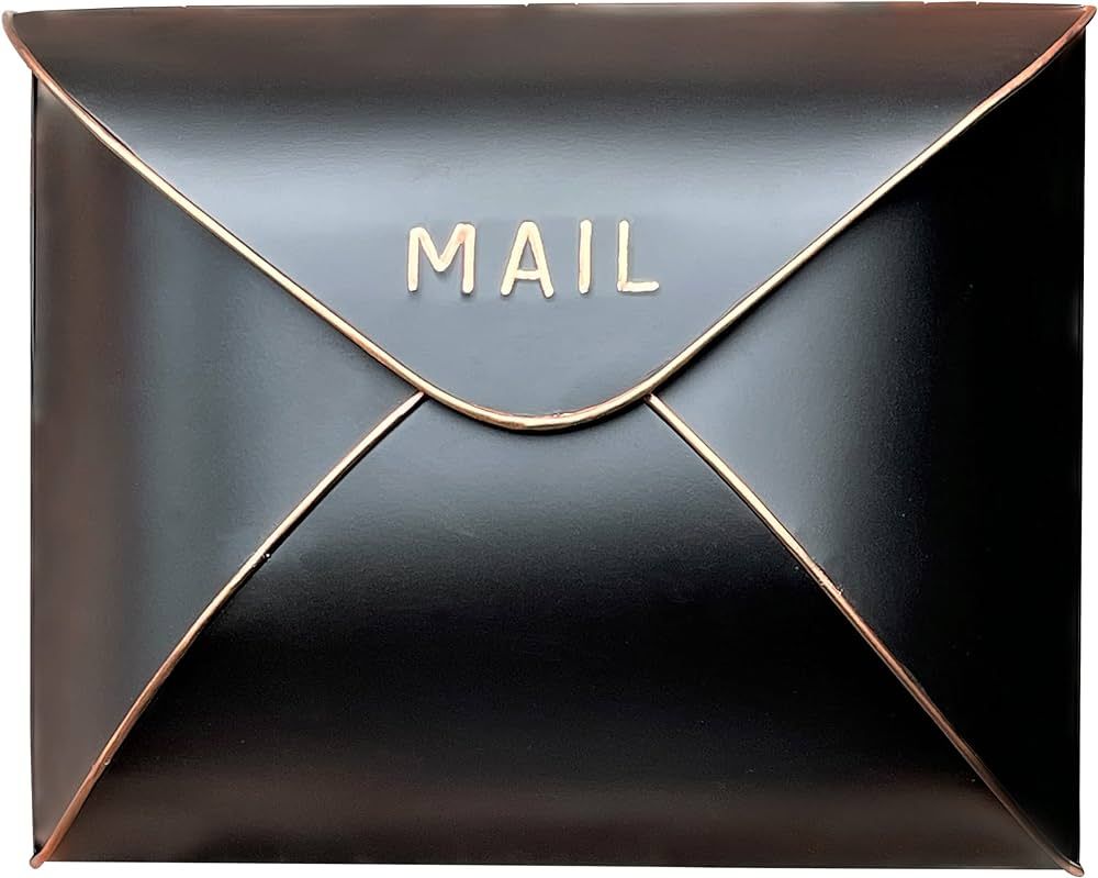 NACH Envelope Wall Mounted Metal Mailbox, Maximum Rust Protection, Black and Copper, Wall Mount M... | Amazon (US)