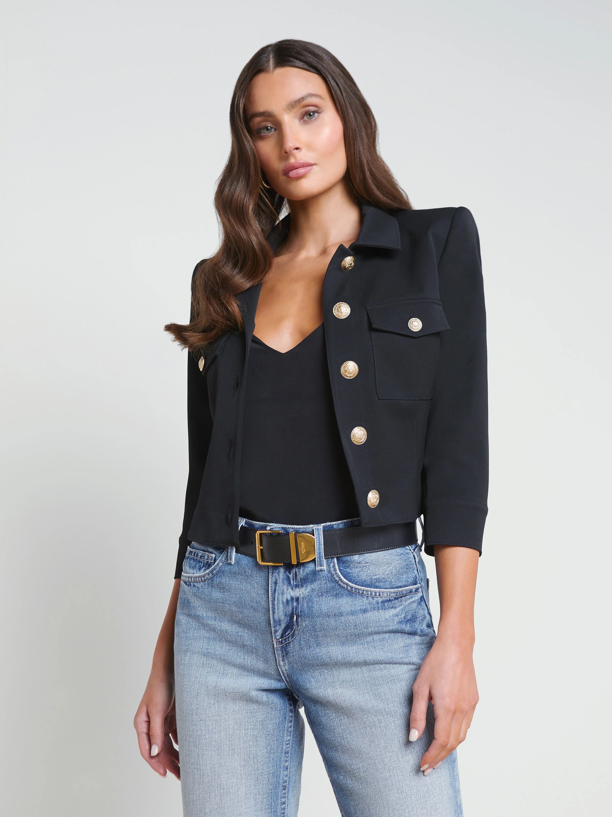 L'AGENCE - Kumi Cropped Jacket in Black | L'Agence