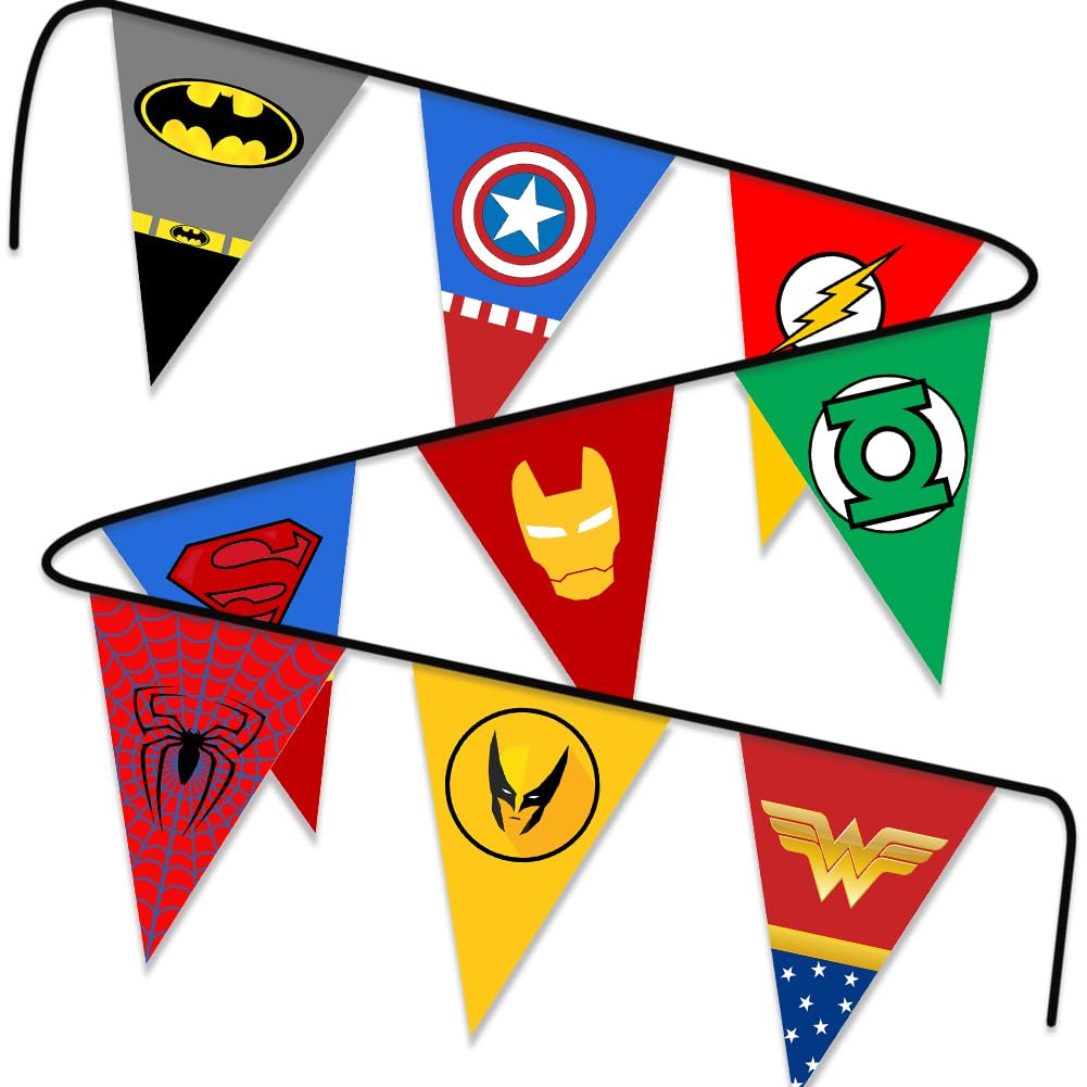 Superhero Theme Happy Birthday Banner for Kids Adults Fabric Banner Background for Birthday Party... | Amazon (US)