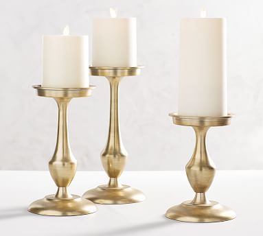 Chester Brushed Brass Candle Holders | Pottery Barn (US)