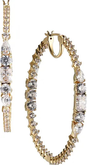 Nadri RSVP Cubic Zirconia Inside Out Hoop Earrings | Nordstrom | Nordstrom