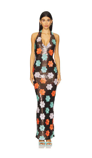 Sienna Halter Gown in Floral Sequin | Revolve Clothing (Global)