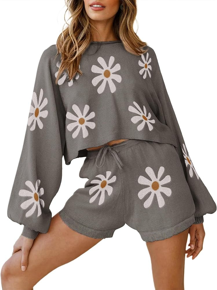 Ekouaer Knit Pajamas Set for Women Lounge Wear Sets Long Sleeve Sweatsuit Matching 2 Piece Outfit... | Amazon (US)