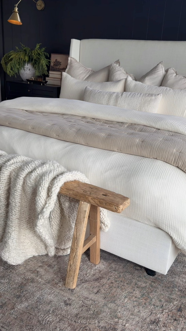 This bed is built around my most-loved piece: the airy gauze duvet cover from Quince.