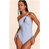 Blue One Shoulder Underwired Swimsuit | PrettyLittleThing US