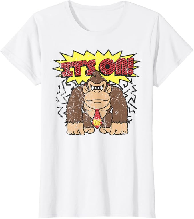 Donkey Kong It's On! Vintage Distressed Graphic T-Shirt T-Shirt | Amazon (US)