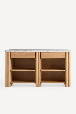 Renata Wood and Marble Kitchen Island | Anthropologie (US)