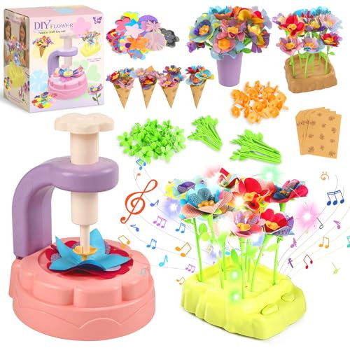 candyfouse Fabric Flower Bouquets Toys with Music and Light, DIY Craft Kit for Girls Ages 3-12, Creative Educational Toys, Mess-Free Birthday Christmas Gifts for Toddler Girls 4 5 6 7 8 9 Years Old | Amazon (US)