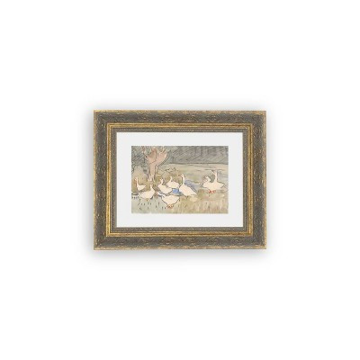 Petal Lane 10"x8" Geese Pond Wall Art: Vintage Style, Framed Canvas, Animal Theme, Gold Frame, Made in USA | Target
