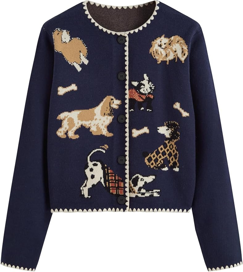 CIDER Cute Cardigan Sweaters for Women Crew Neck Button Down Long Sleeve Knit Cardigans Sweaters ... | Amazon (US)