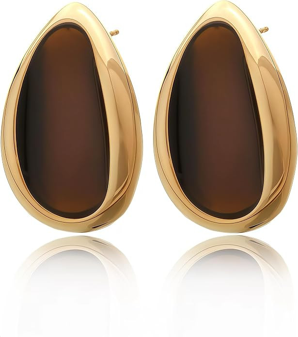 Waterdrop Earrings for Women Chunky Gold Statement Earrings Vintage Geometric Teardrop Stud Earri... | Amazon (US)