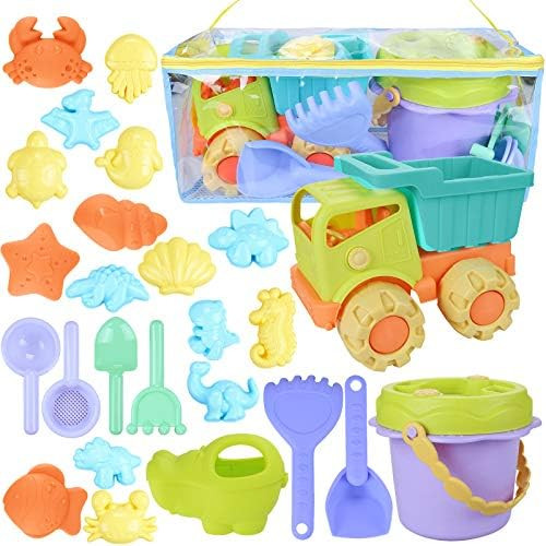 SevenQ Kids Beach Sand Toys with Mesh Bag, 27 PCS Outdoor Beach Toys Sandbox Toys, Include Dump T... | Amazon (US)