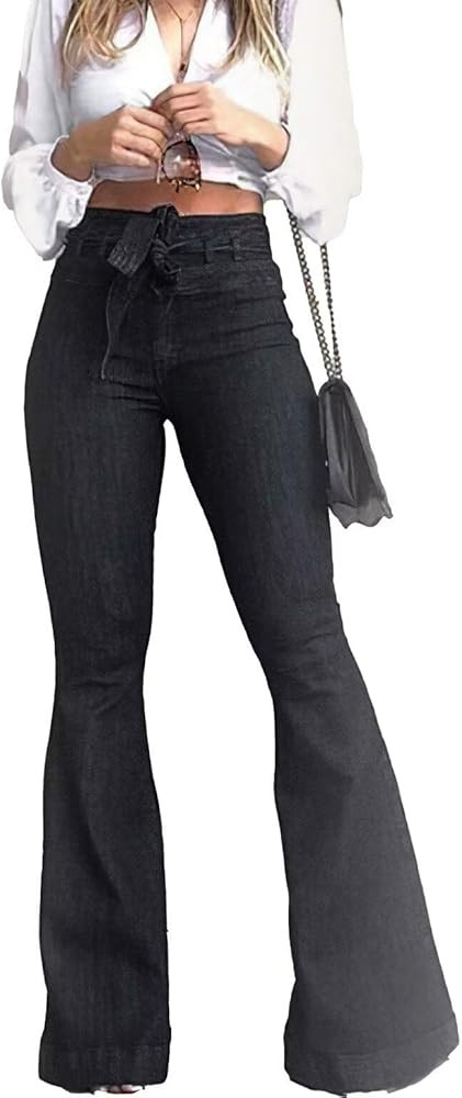 KDF High Waisted Bell Bottom Jeans for Women Flare Jeans for Women Stretch Wide Leg Jeans | Amazon (US)