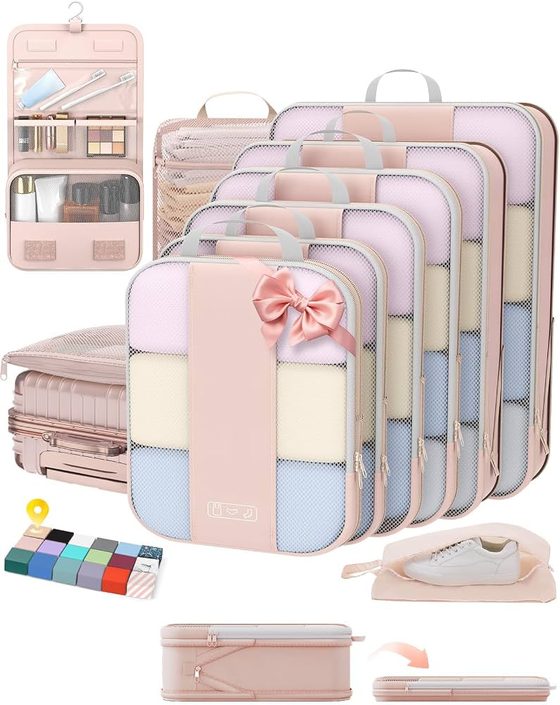 10 Set Compression Packing Cubes for Travel Gifts Women Mom,OlarHike Luggage Clothes Organizer fo... | Amazon (US)