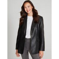 M&Co Black Faux Leather Blazer - Black - Size 22 | M & Co (UK)