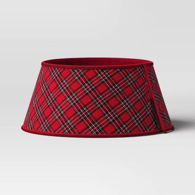 25'' Christmas Roll Up Plaid Tree Collar Red/Green - Wondershop™ | Target