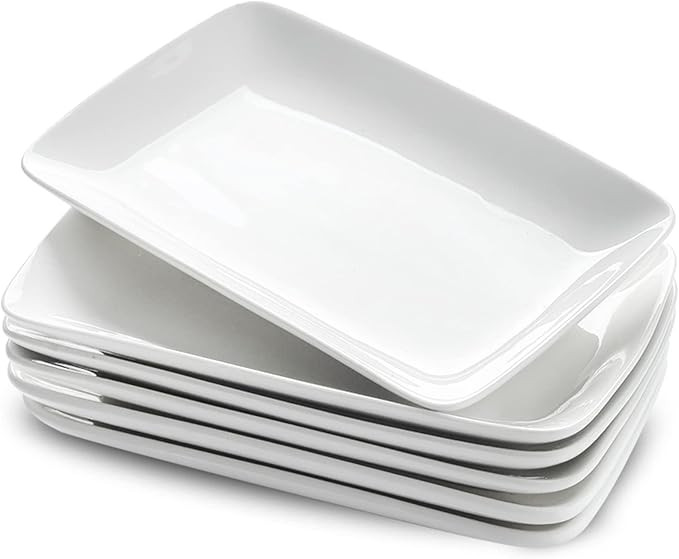 UIBFCWN 6 Pack Porcelain Serving Platters, 10 Inch/25.4cm White Rectangular Salad Plates, Ceramic... | Amazon (CA)