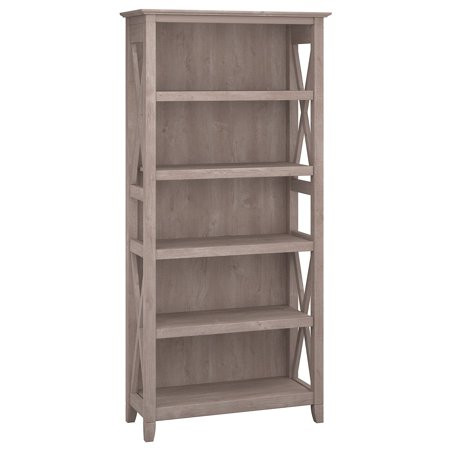 Bush Furniture Key West 5 Shelf Bookcase in Washed Gray | Walmart (US)