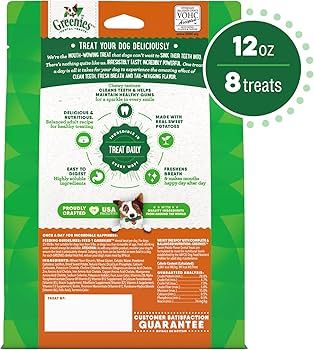 GREENIES Large Natural Dog Dental Treats, Sweet Potato Flavor, 12 oz. Pack (8 Treats) | Amazon (US)