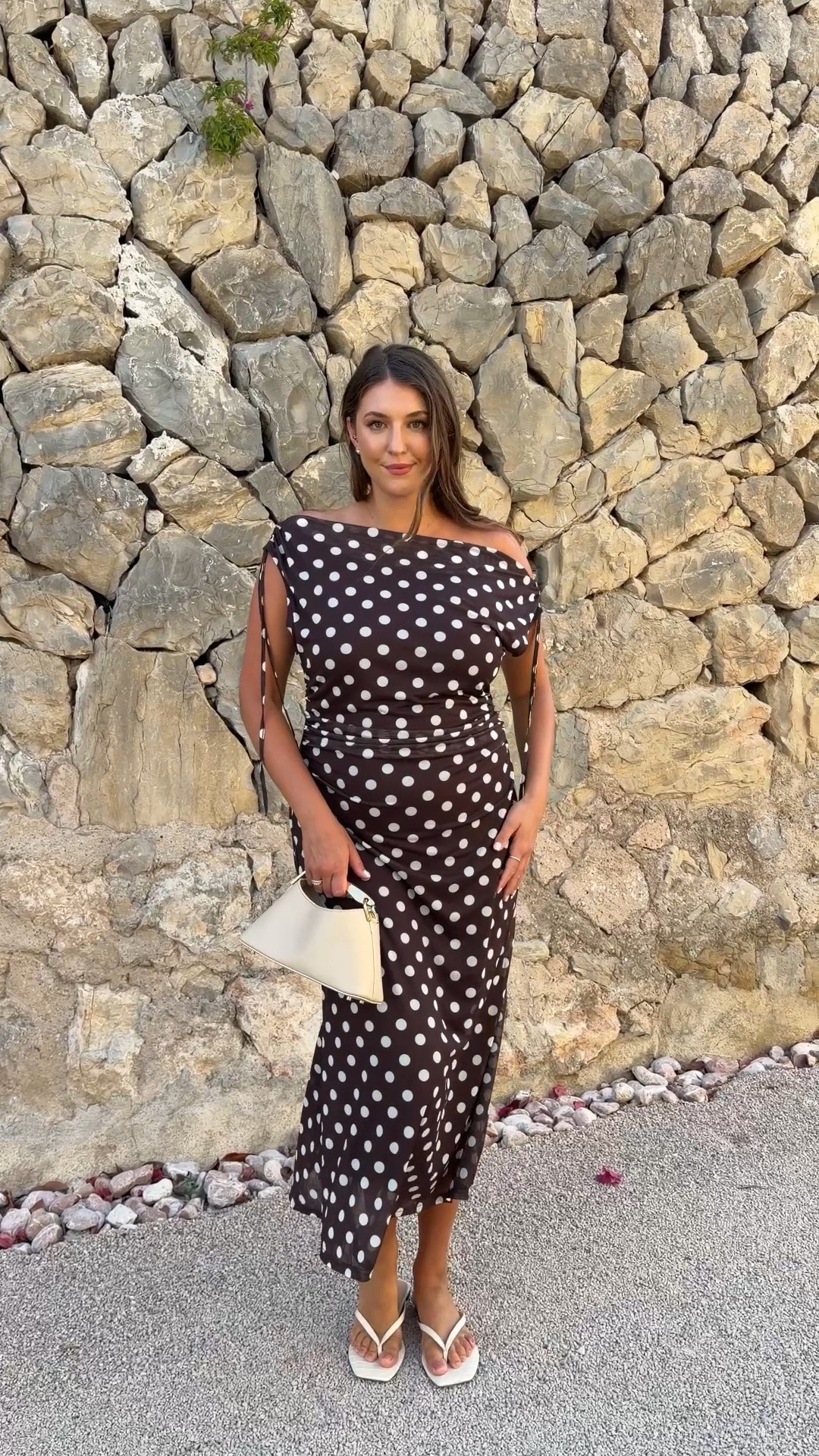 Chocolate Polka Dot Dress for Vacation Nights

polka dot dress, chocolate brown dress, vacation dinner outfit, European summer style, Italy outfit, Amalfi Coast fashion, resort wear, elegant vacation dress, off shoulder dress, midi dress, neutral accessories, vacation style, chic evening look, summer date night outfit, travel wardrobe, effortless style, white sandals, mini handbag

#LTKWedding #LTKMidsize #LTKSeasonal